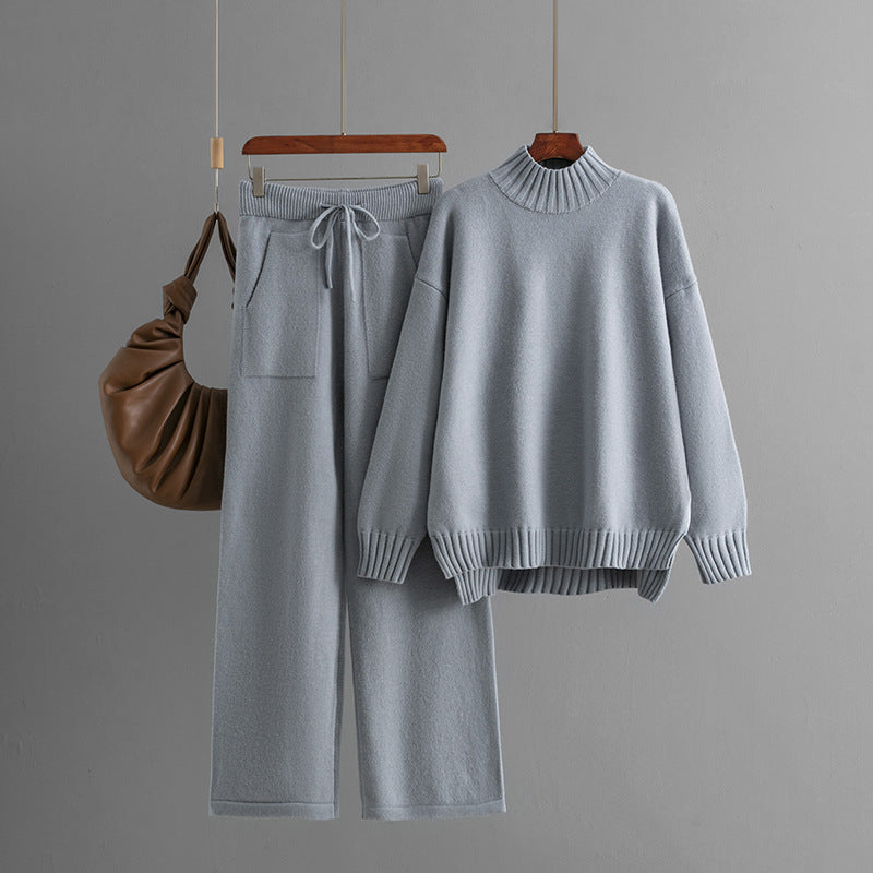 Pull Tricoté Épais Ample avec Col Haut